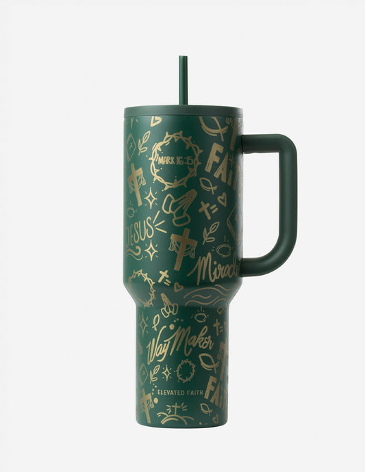 Elevated Faith Green Allover Print 40 oz Ascend Tumbler - AVBL MRKT (1)