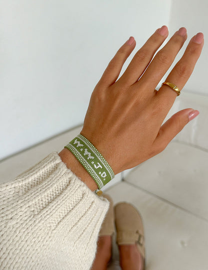 Elevated Faith Green WWJD Embroidered Bracelet - AVBL MRKT (3)