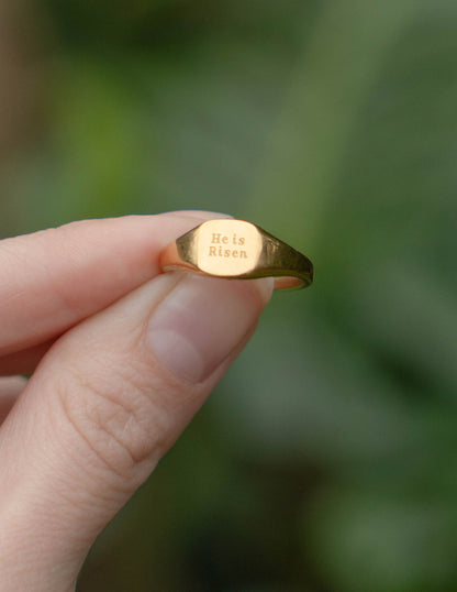 Elevated Faith He Is Risen Signet Ring - AVBL MRKT (2)
