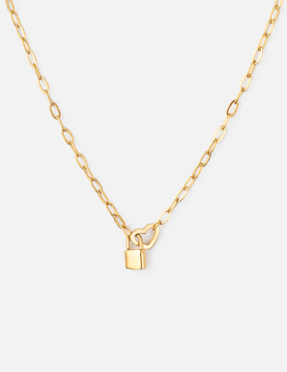 Elevated Faith Heart Lock Paperclip Chain Necklace - AVBL MRKT (1)