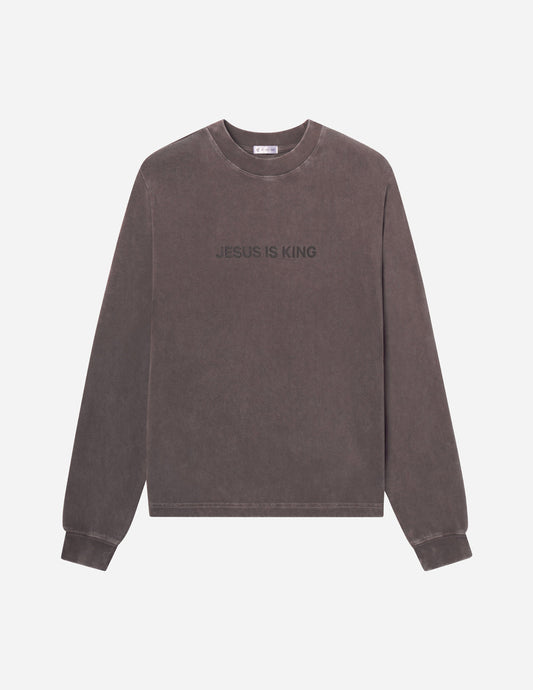 Elevated Faith Jesus Is King Brown LS Unisex Tee - AVBL MRKT (1)
