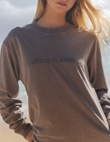 Elevated Faith Jesus Is King Brown LS Unisex Tee - AVBL MRKT (2)