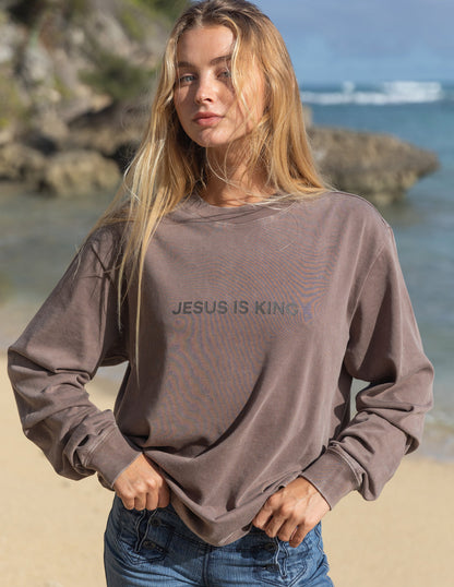 Elevated Faith Jesus Is King Brown LS Unisex Tee - AVBL MRKT (5)