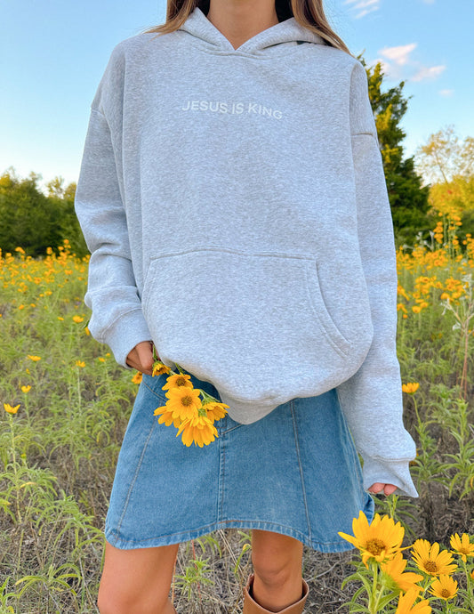Elevated Faith Jesus Is King Heather Grey Unisex Hoodie - AVBL MRKT (1)