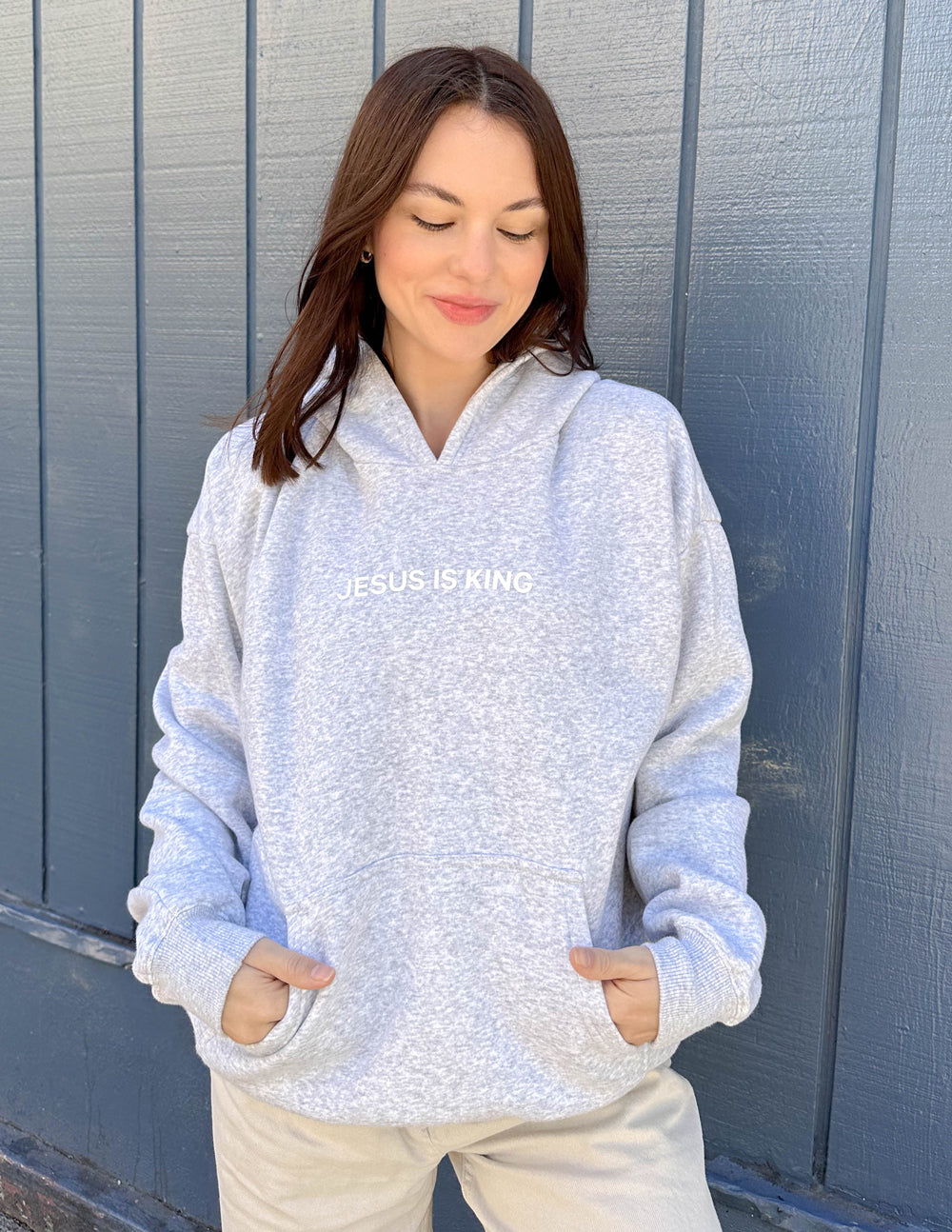 Elevated Faith Jesus Is King Heather Grey Unisex Hoodie - AVBL MRKT (4)