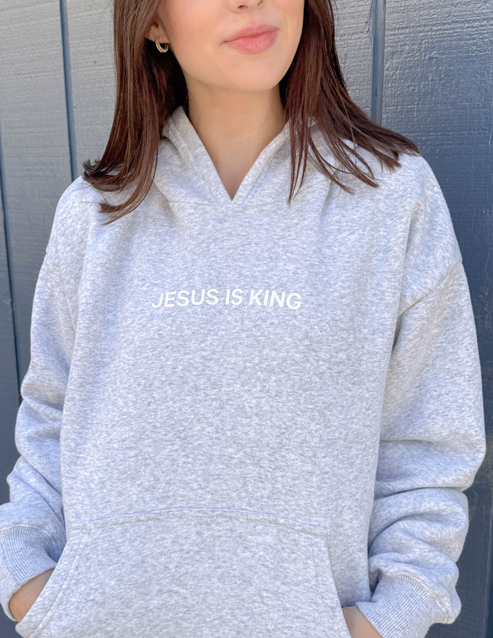 Elevated Faith Jesus Is King Heather Grey Unisex Hoodie - AVBL MRKT (5)
