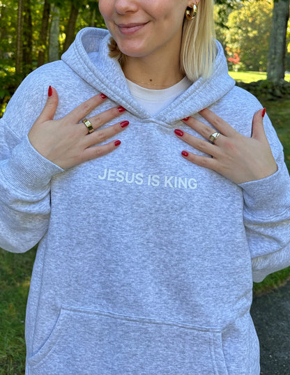 Elevated Faith Jesus Is King Heather Grey Unisex Hoodie - AVBL MRKT (7)