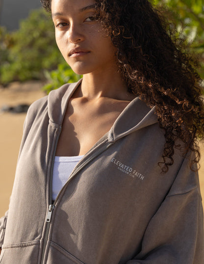 Elevated Faith Kingdom Club Brown Full-Zip Hoodie - AVBL MRKT (5)