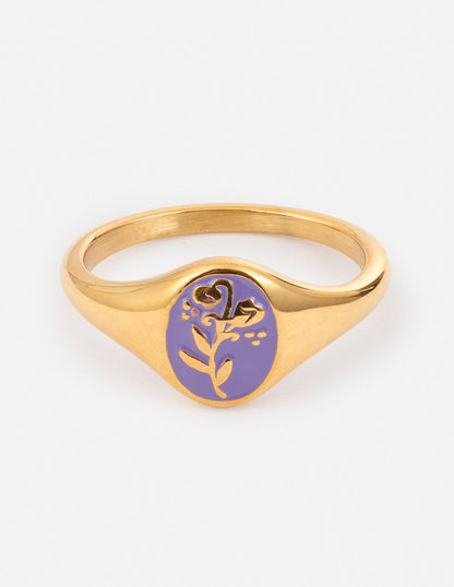Elevated Faith Lavender Flower Signet Ring - AVBL MRKT (1)