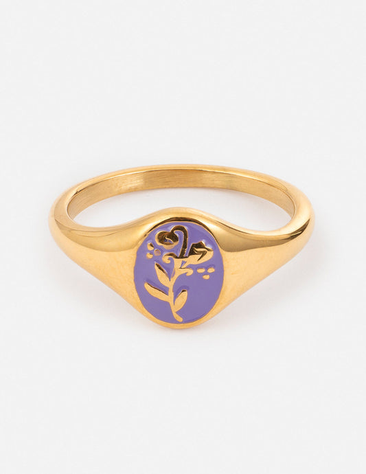 Elevated Faith Lavender Flower Signet Ring - AVBL MRKT (1)