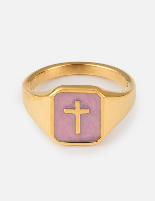 Elevated Faith Lilac Enamel Cross Ring - AVBL MRKT (1)