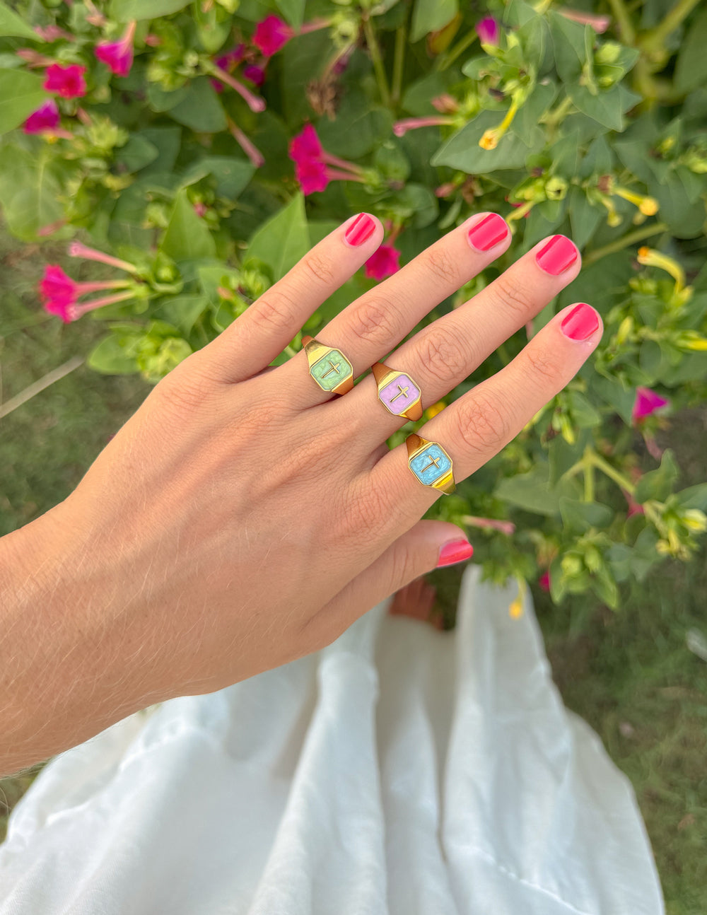 Elevated Faith Lilac Enamel Cross Ring - AVBL MRKT (2)