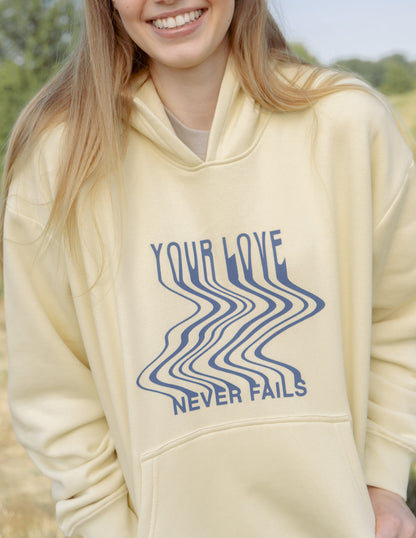 Elevated Faith Love Never Fails Cream Unisex Hoodie - AVBL MRKT (7)