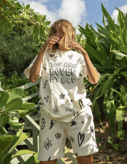 Elevated Faith Loved By God All-Over Cream Unisex Short - AVBL MRKT (3)