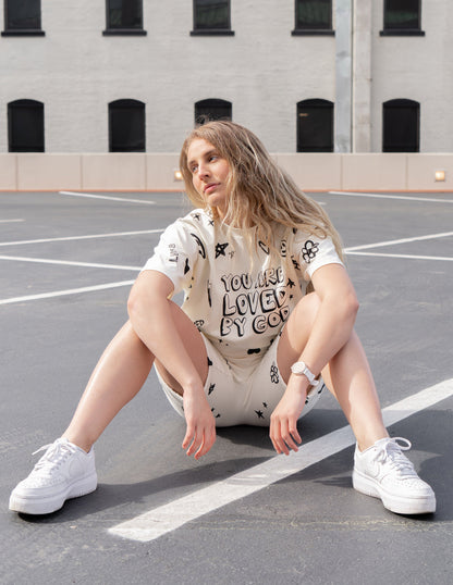 Elevated Faith Loved By God All-Over Cream Unisex Short - AVBL MRKT (5)