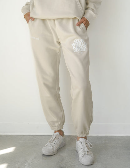 Elevated Faith Our World Needs Jesus Beige Unisex Sweatpant - AVBL MRKT (4)