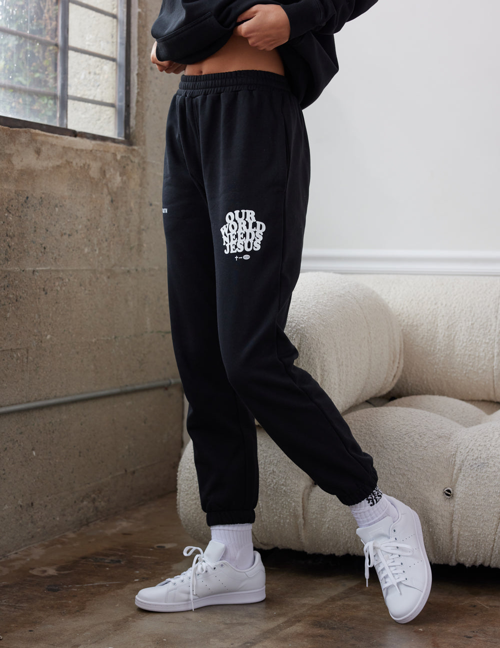 Elevated Faith Our World Needs Jesus Black Unisex Sweatpant - AVBL MRKT (3)