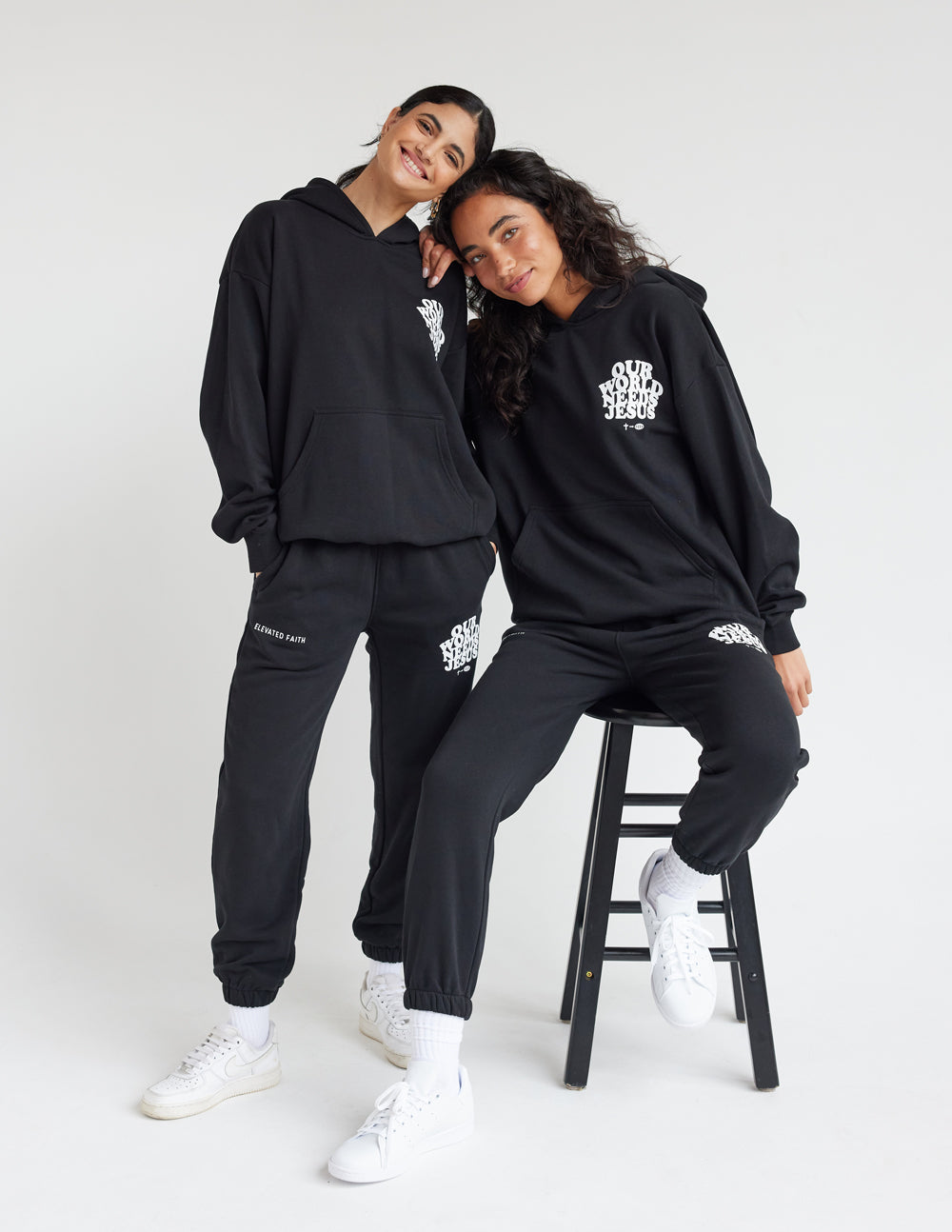 Elevated Faith Our World Needs Jesus Black Unisex Sweatpant - AVBL MRKT (4)