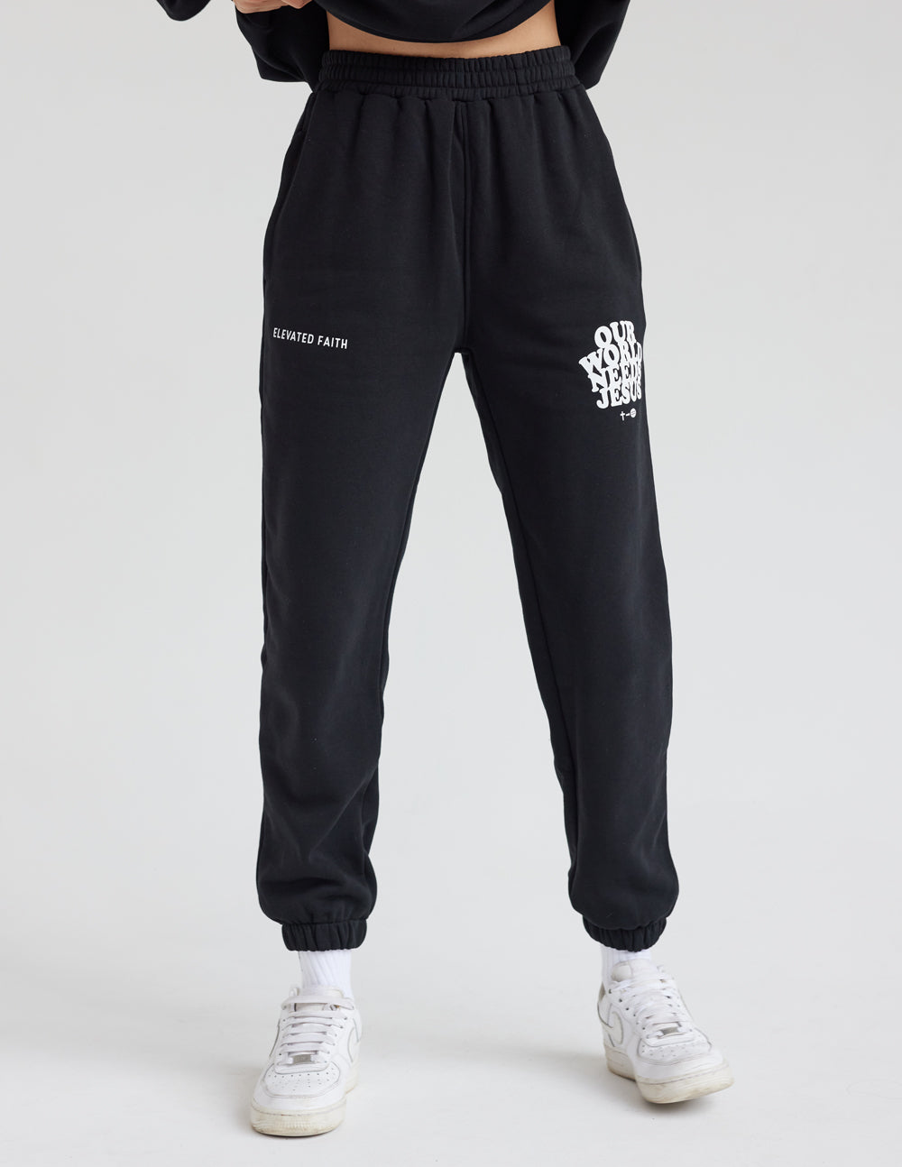 Elevated Faith Our World Needs Jesus Black Unisex Sweatpant - AVBL MRKT (5)