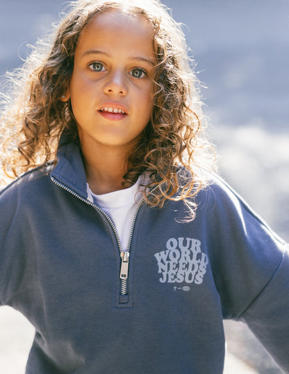 Elevated Faith Our World Needs Jesus Kids Half-Zip - AVBL MRKT (4)