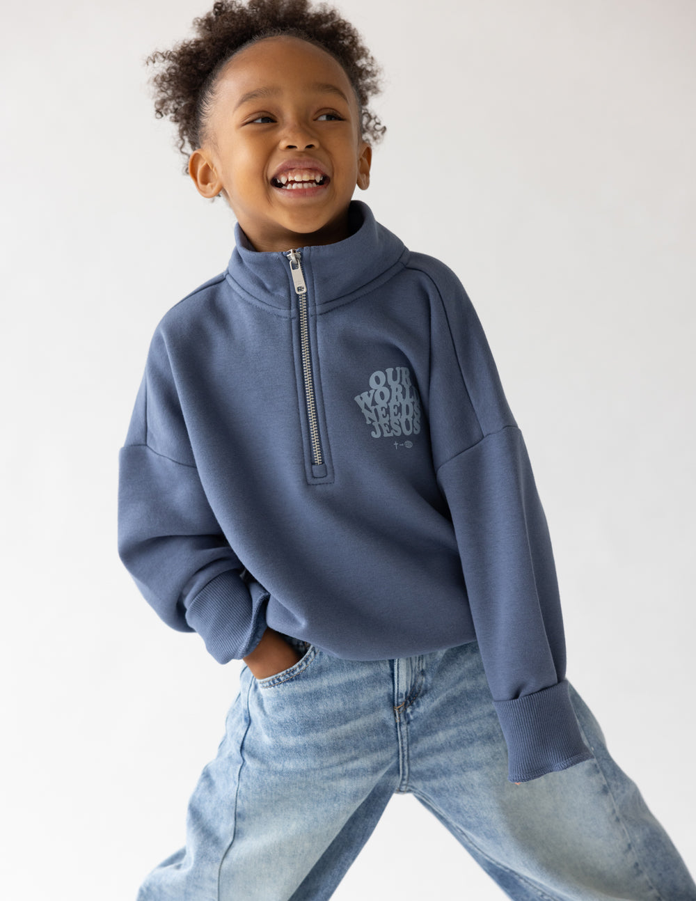Elevated Faith Our World Needs Jesus Kids Half-Zip - AVBL MRKT (7)