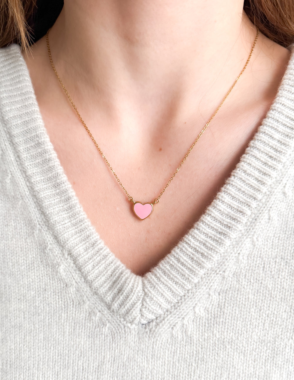 Elevated Faith Pink Enamel Heart Necklace - AVBL MRKT (2)
