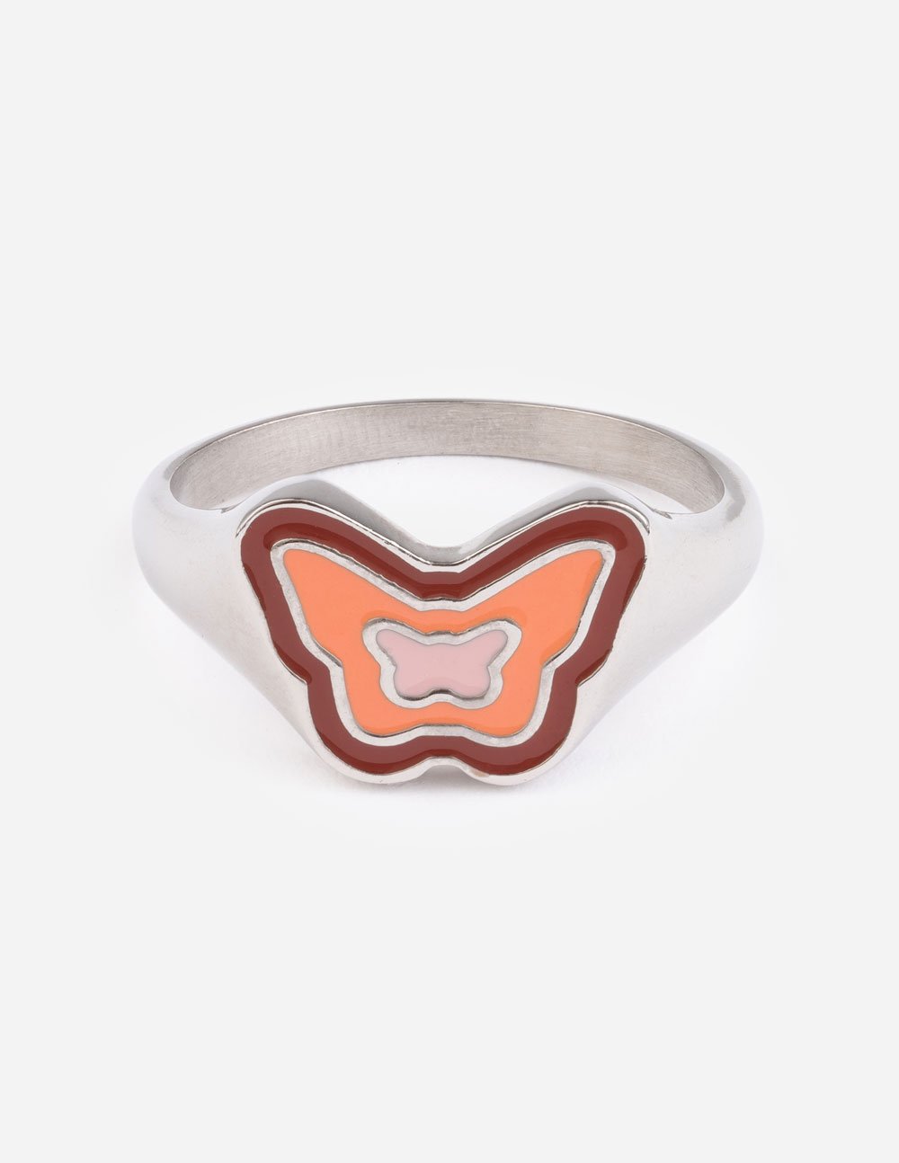 Elevated Faith Pink Enamel Silver Butterfly Ring - AVBL MRKT (1)