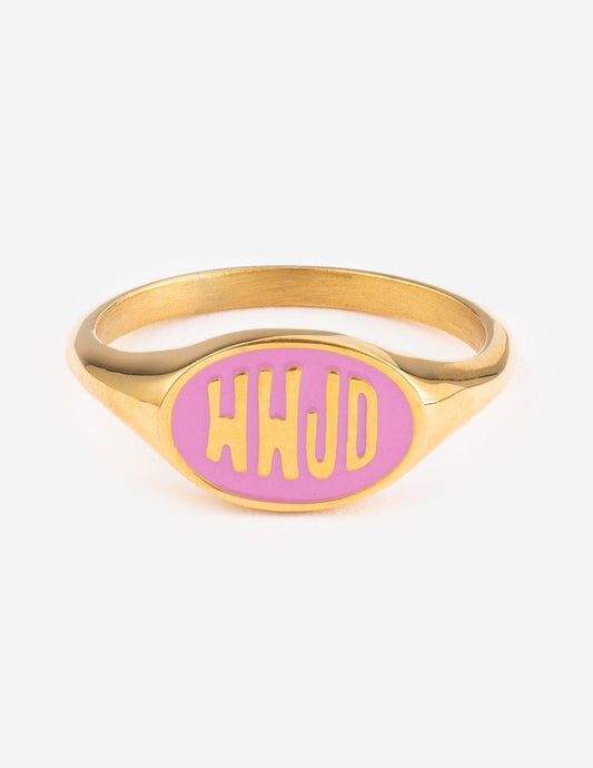 Elevated Faith Pink Enamel WWJD Ring - AVBL MRKT (1)