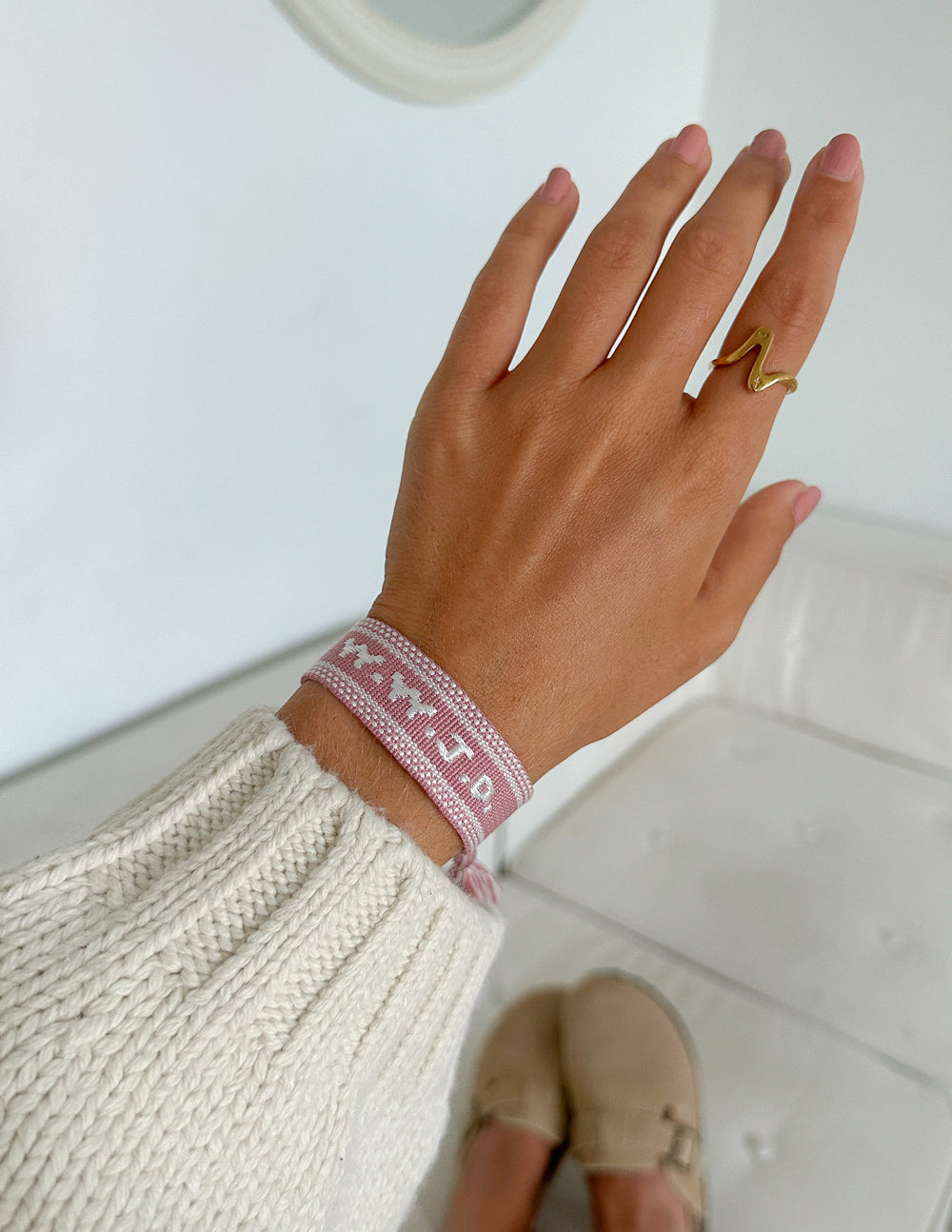 Elevated Faith Pink WWJD Embroidered Bracelet - AVBL MRKT (2)