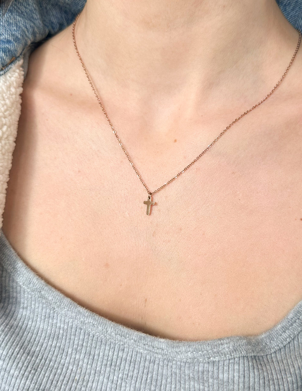 Elevated Faith Rose Gold Cross Necklace - AVBL MRKT (2)