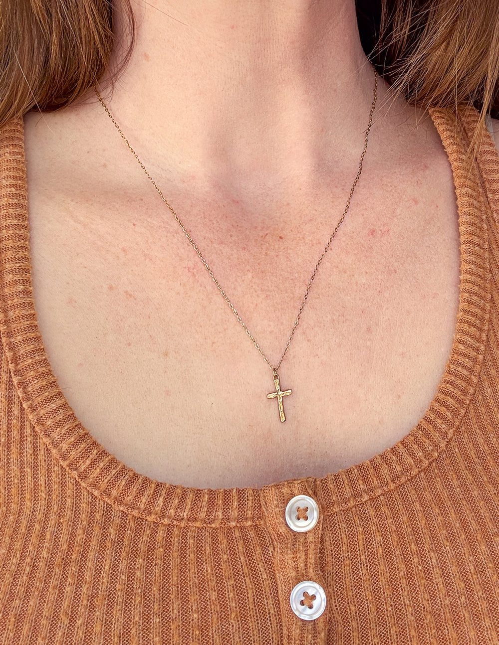 Elevated Faith Textured Cross Necklace - AVBL MRKT (2)