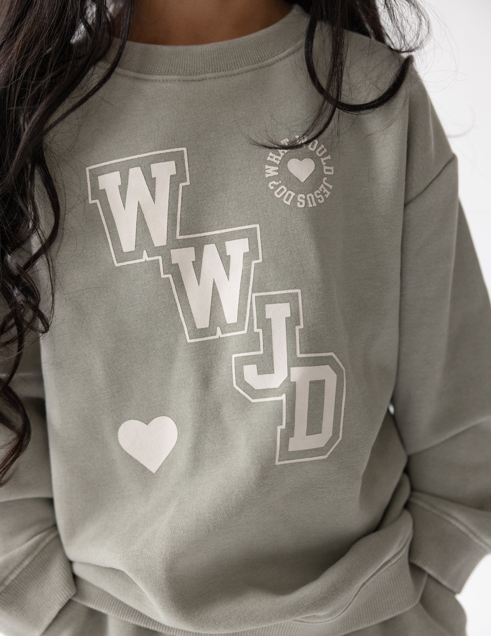 Elevated Faith WWJD Varsity Kids Crewneck - AVBL MRKT (5)