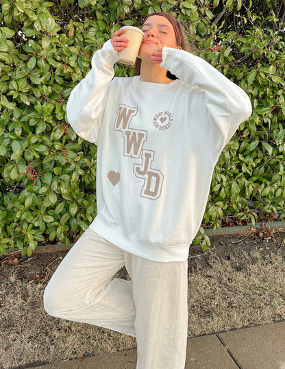 Elevated Faith WWJD Varsity Unisex Crewneck - AVBL MRKT (4)