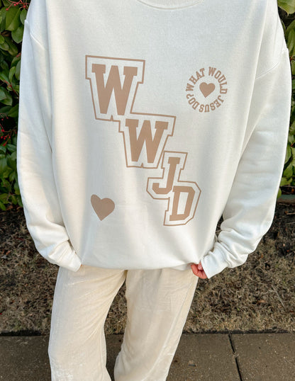 Elevated Faith WWJD Varsity Unisex Crewneck - AVBL MRKT (5)