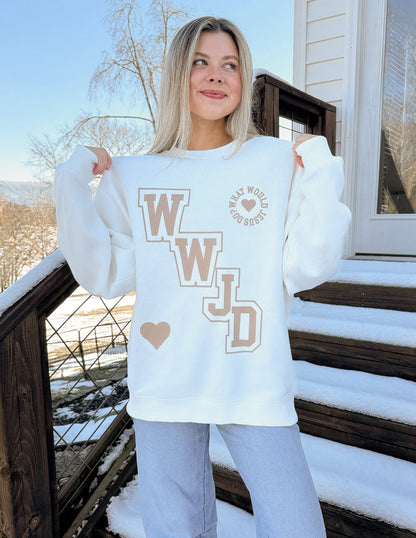 Elevated Faith WWJD Varsity Unisex Crewneck - AVBL MRKT (8)