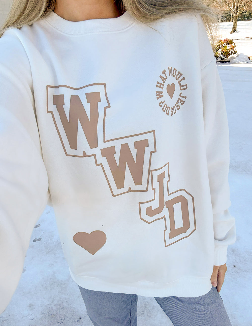 Elevated Faith WWJD Varsity Unisex Crewneck - AVBL MRKT (9)