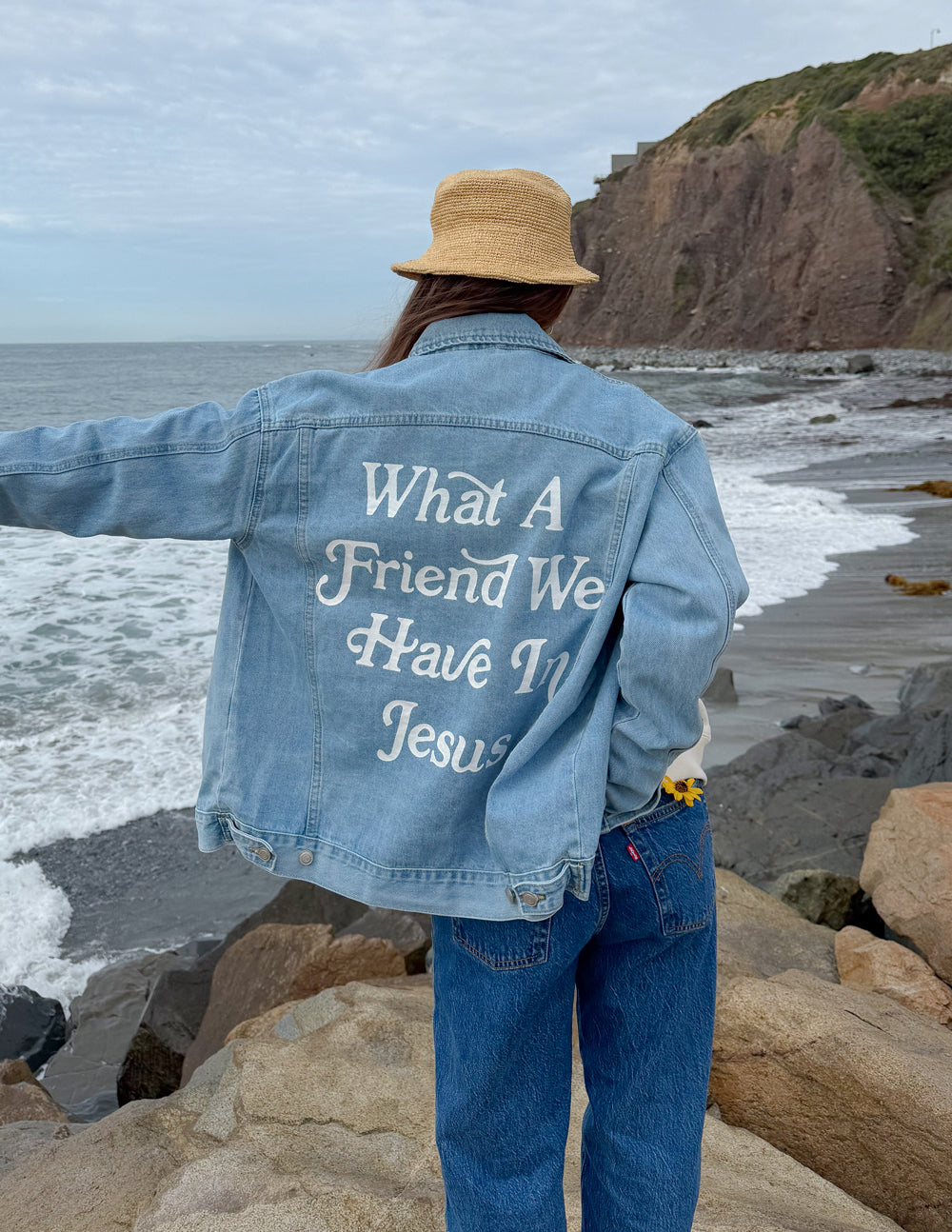 Elevated Faith What a Friend In Jesus Denim Jacket - AVBL MRKT (1)