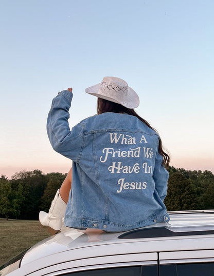 Elevated Faith What a Friend In Jesus Denim Jacket - AVBL MRKT (12)