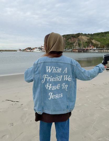 Elevated Faith What a Friend In Jesus Denim Jacket - AVBL MRKT (3)