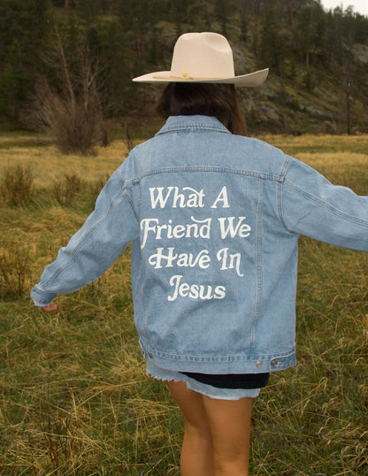 Elevated Faith What a Friend In Jesus Denim Jacket - AVBL MRKT (5)