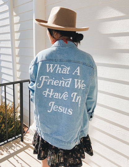 Elevated Faith What a Friend In Jesus Denim Jacket - AVBL MRKT (8)