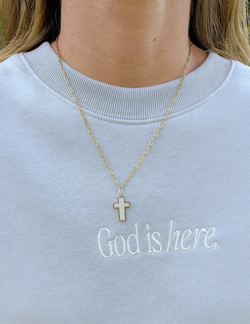 Elevated Faith White Enamel Cross Necklace - AVBL MRKT (4)