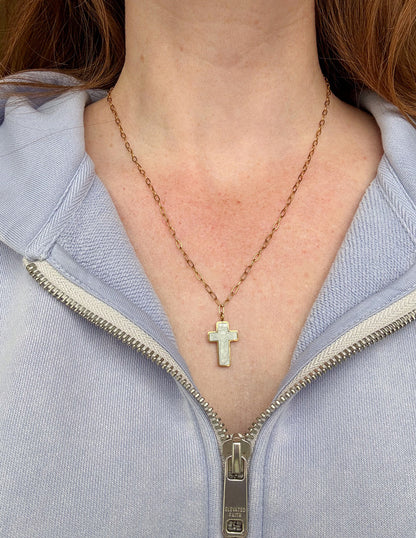 Elevated Faith White Enamel Cross Necklace - AVBL MRKT (6)