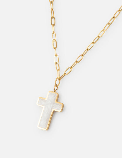 Elevated Faith White Enamel Cross Necklace - AVBL MRKT (7)