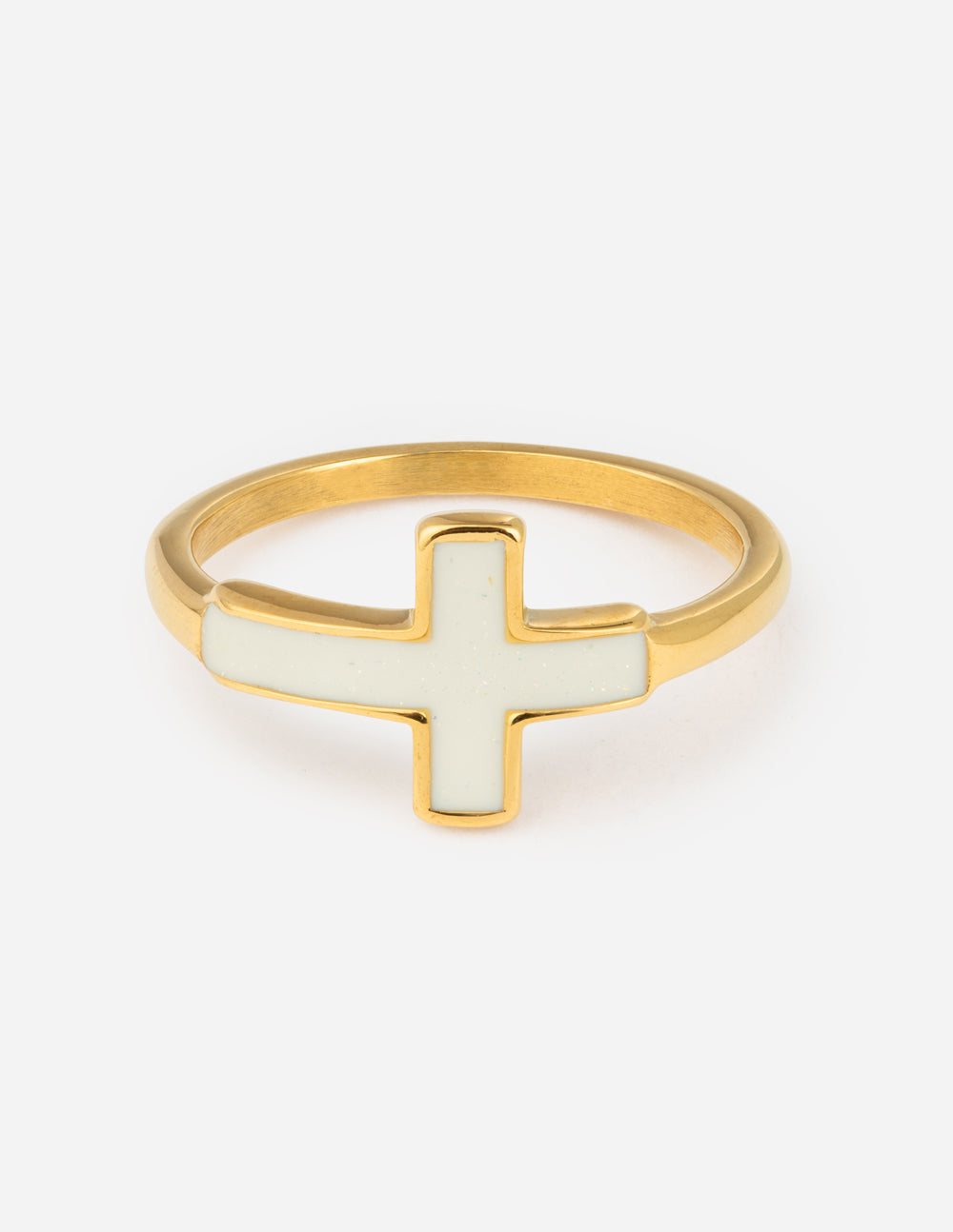 Elevated Faith White Enamel Cross Ring - AVBL MRKT (1)