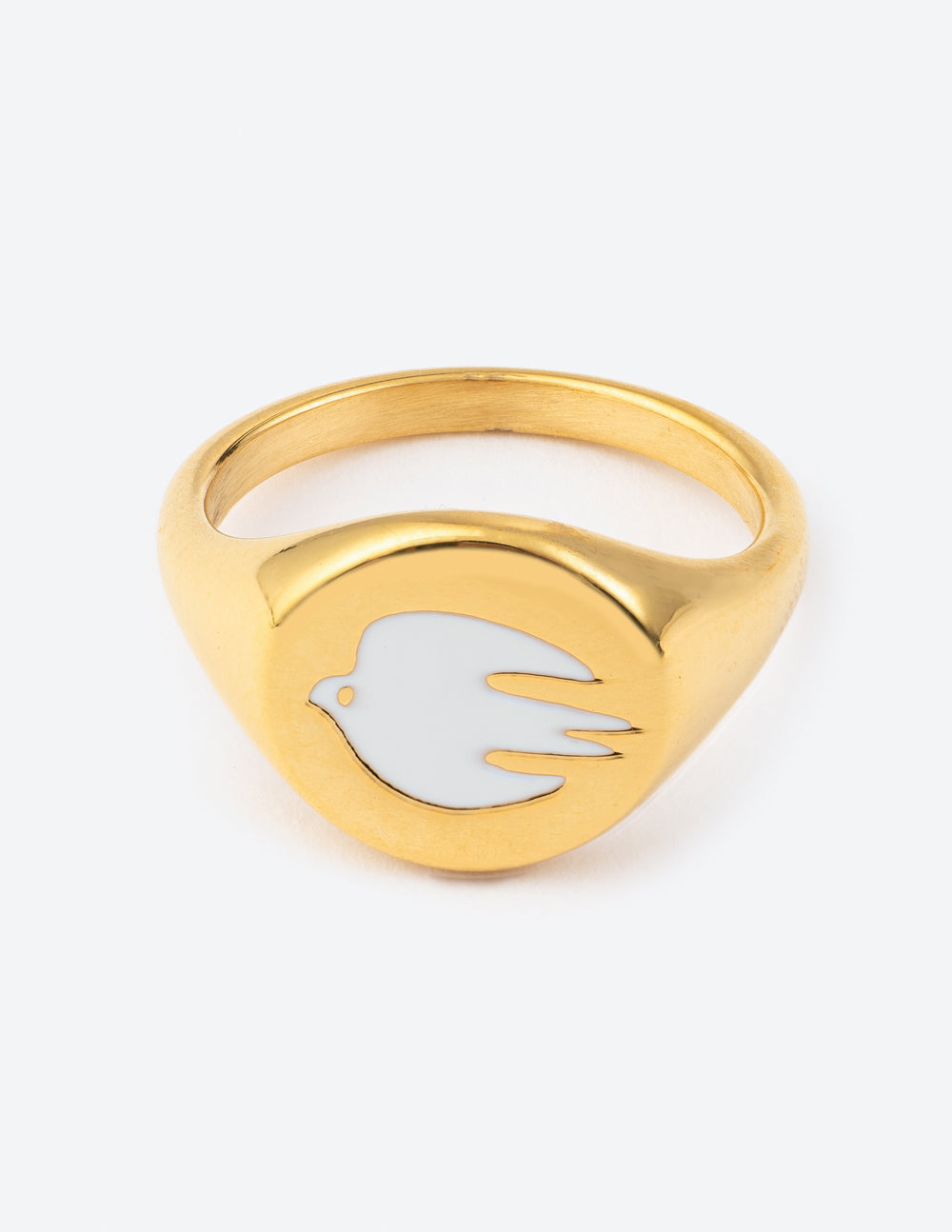 Elevated Faith White Enamel Gold Dove Ring - AVBL MRKT (1)