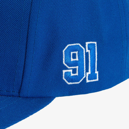 Eric Emanuel EE '91' 3D Embroidered Basic 6-Panel Structured Snapback Hat Blue / White (FW24) [CA912COT-LAPWHT] Casual Fashion Adjustable Dad Cap for Unisex Adult Mens Hypebeast - AVBL MRKT (5)