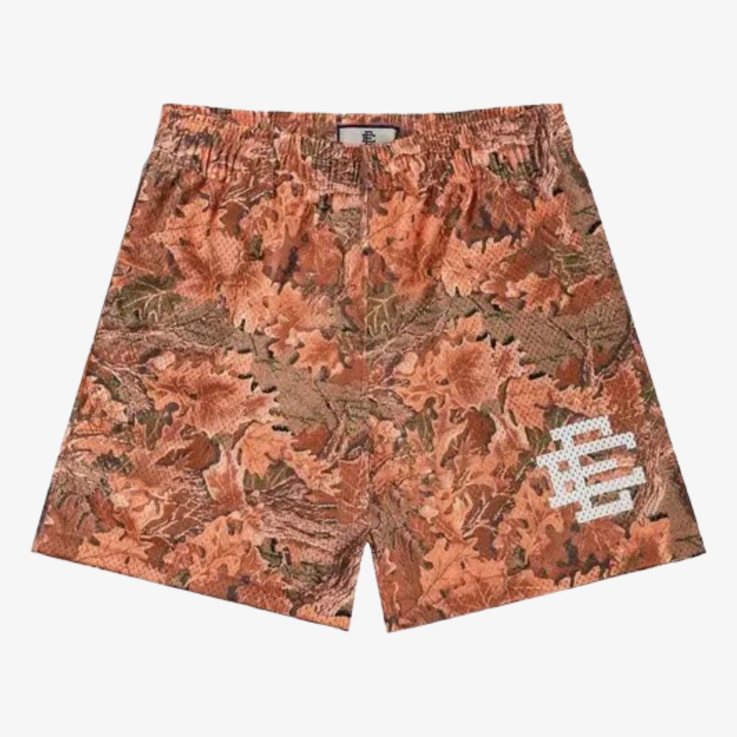 Eric Emanuel EE Basic Short 'Leafy Camo' Orange (FW23) [SHLFCMSH-ORGWHT] Casual Fashion Bottoms for Unisex Adult Mens Hypebeast - AVBL MRKT (1)
