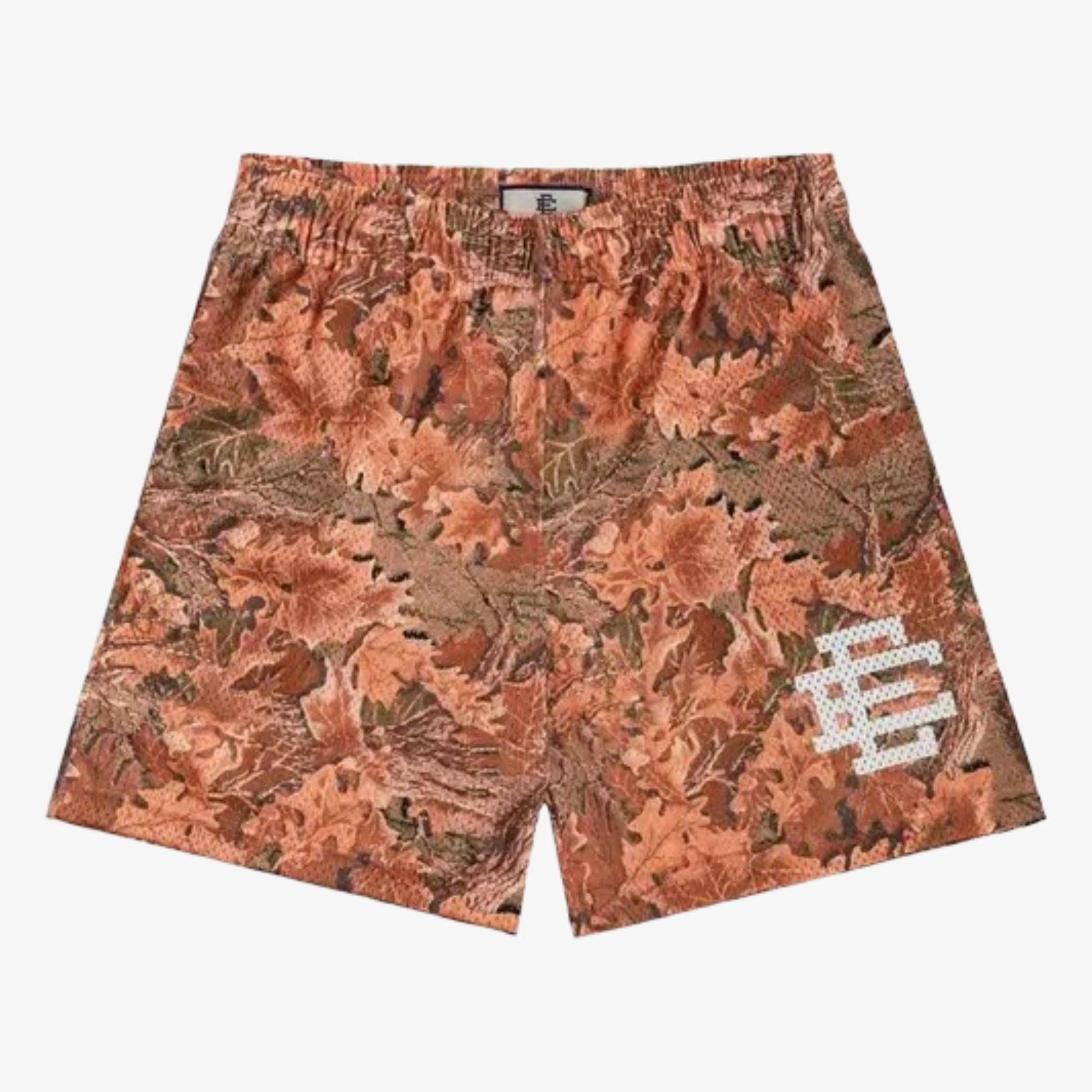 Eric Emanuel EE Basic Short 'Leafy Camo' Orange (FW23) [SHLFCMSH-ORGWHT] Casual Fashion Bottoms for Unisex Adult Mens Hypebeast - AVBL MRKT (1)
