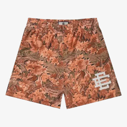 Eric Emanuel EE Basic Short 'Leafy Camo' Orange (FW23) [SHLFCMSH-ORGWHT] Casual Fashion Bottoms for Unisex Adult Mens Hypebeast - AVBL MRKT (1)